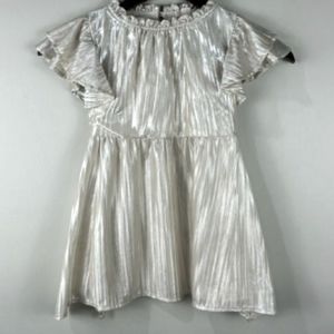 Crewcuts Silver metallic pleated flutter sleeve 5